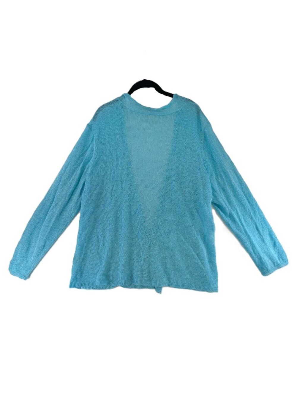 Eileen Fisher Linen Cardigan Sweater Womens Sz 2X Aqua Lightweight Long Sleeves - Picture 3 of 6